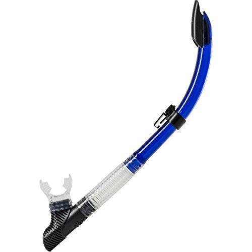 IST Semi Dry Snorkel with Flexible Tube, Splash Guard & Hypoallergenic Mouthpiece for Snorkeling & Scuba Diving (Blue with Clear Silicone)