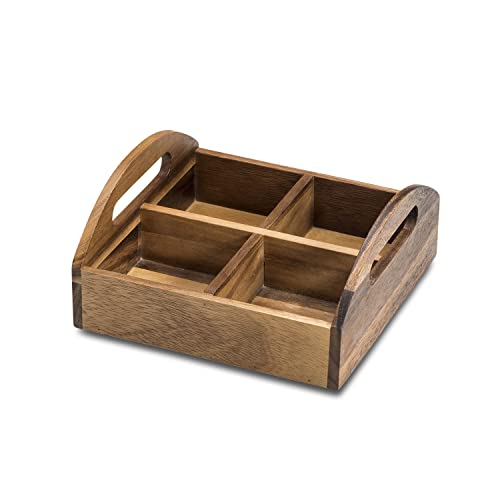 Kalmar Home Acacia Wood 4 Compartment Snack Tray
