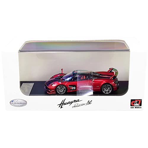 Pagani Huayra Roadster BC Red Metallic and Carbon with Red and White Stripes 1/64 Diecast Model Car by LCD Models 64011 r