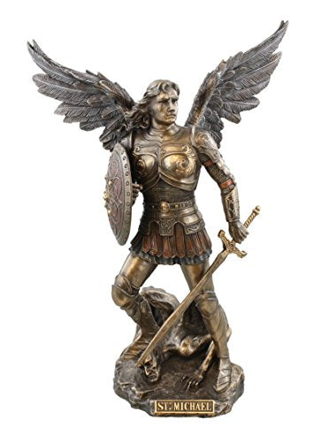 Unicorn Studio Studio Collection St. Michael with Sword and Shield - 9" Tall - Bronze Color