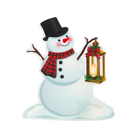 Gerson 45295 Snowman Window Cling with Warm White LED Light, 8.85-inch Height