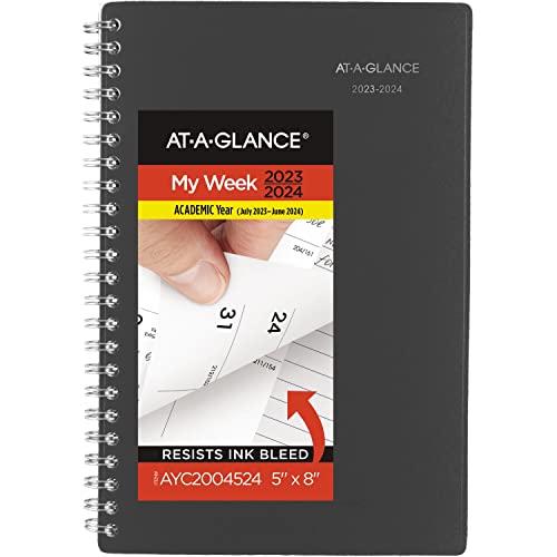 ACCO (School) AT-A-GLANCE 2023-2024 Planner, Weekly & Monthly Academic, 5" x 8", Small, DayMinder, Charcoal (AYC20045)