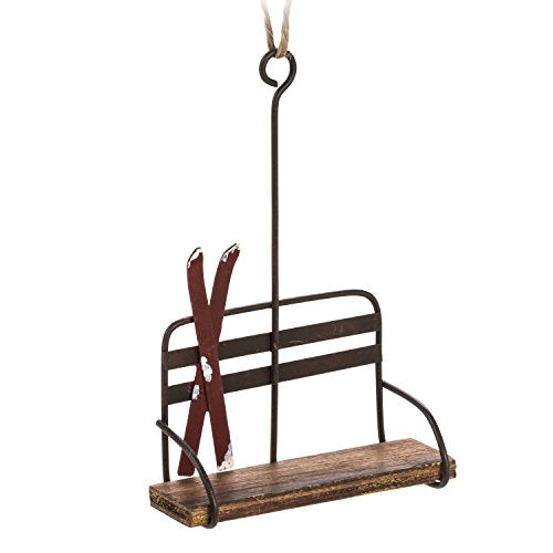 Abbott Collection  27-LODGE/6096 Chair Lift w/Skis Ornament-5.5" H, 1 EA, Multi-Color