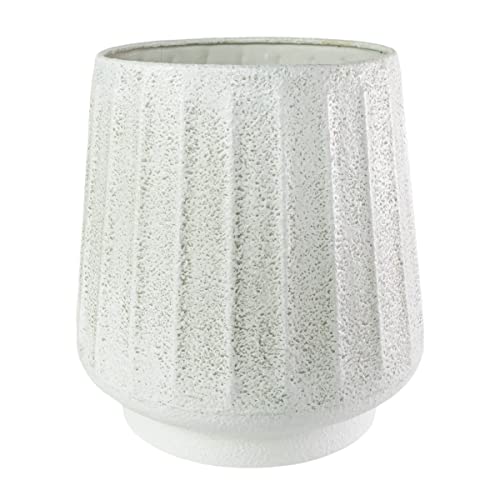 Foreside Home & Garden Fluted Sandy Planter White Metal