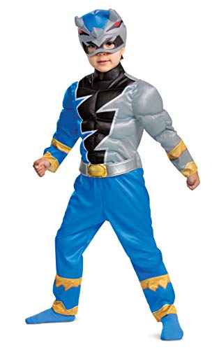 Disguise Blue Ranger Muscle Costume for Toddlers, Power Rangers Dino Fury, Medium (3T-4T)