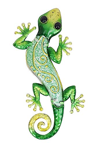 Comfy Hour Gecko Wall Art Collection 9" Metal Art Lizard Wall Decor Green
