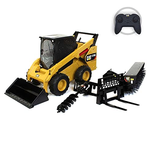 Diecast Masters 1:16 Diecast Radio Control Cat 272D3 Skid Steer Loader (Include 4 Interchangeable Work Tools - Bucket, Auger, Forks, and Broom)