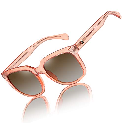 Duco Women's Shades Classic Oversized Polarized Sunglasses for Women Ladies 100% UV Protection 2148 (Transparent Orange)