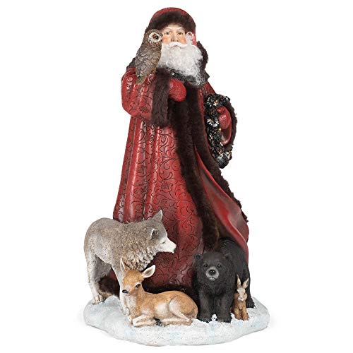 Roman 133558 Santa with Animals Atskirt Figurine, 15.5 inch, Red