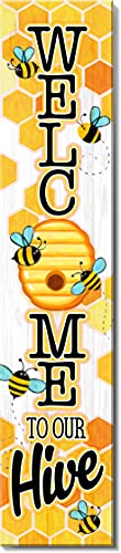 Spoontiques 18363 Welcome to Our Hive Porch Sign, 40-inch Tall