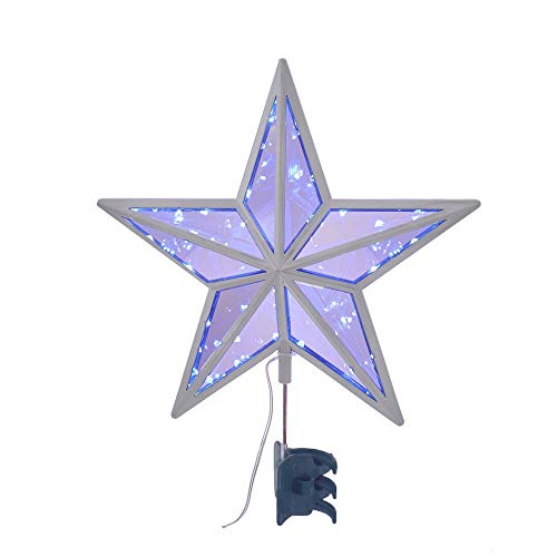 Kurt Adler 11-inch LED Twinkle Cool White Mirror Star Treetop