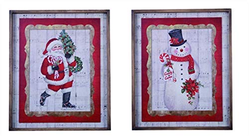 Transpac Y3130 MDF Christmas Cheer Framed Wall Decor, Set of 2