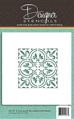 Small Scroll Tile (3 Inch) Cookie and Craft Stencil CM137 by Designer Stencils