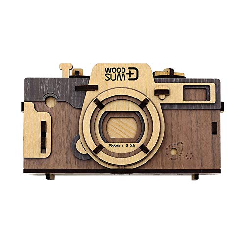 WOODSUM Pinhole Camera Retro (Brown) Fully Functional Wooden 3D Puzzle for Adult DIY Kits