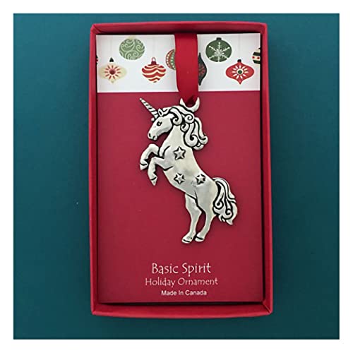 Basic Spirit Unicorn Pewter Ornament with Star for Holiday Tree Decoration Home Collection (Boxed)