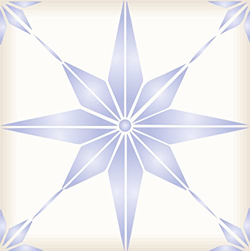Tile Stickers by Mi Alma 24 pcs Talavera Wall Stencils Wall Stickers Peel and Stick Easy Application ‚Äì Ideal for Bathroom, Kitchen Wall Tile Decals (Silver Star, 4x4 inch)
