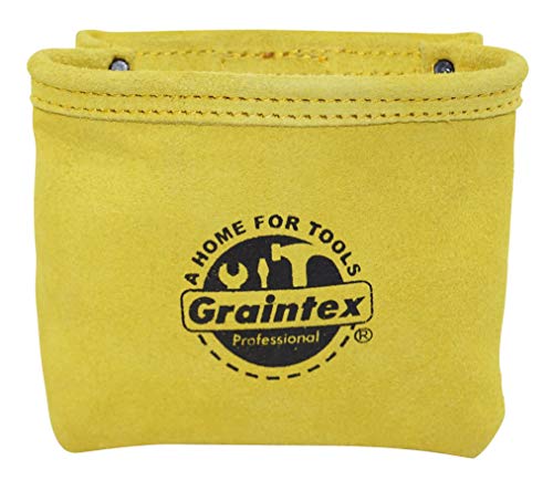 Graintex SS2076 Nail Pouch with Clip Yellow Color Suede Leather for Constructors, Electricians, Plumbers, Handyman