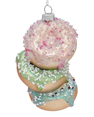 Regency International 4" Glass Doughnut Stack with Sprinkles Ornament