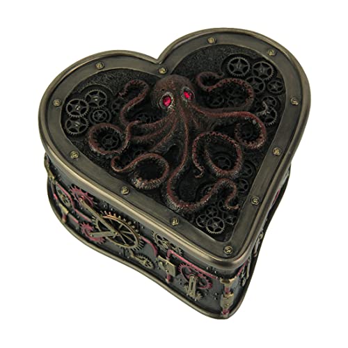 Unicorn Studio Veronese Design Heart Shaped Steampunk Octopus Trinket/Stash Box