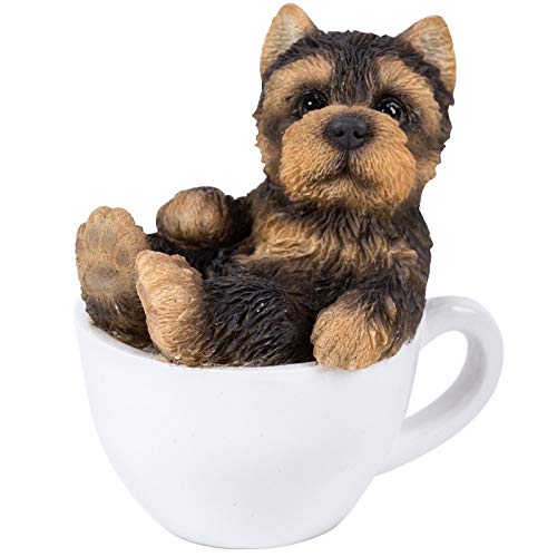Pacific Trading Giftware Yorkie Puppy Adorable Mini Teacup Pet Pals Puppy Collectible Figurine 3.25 Inches