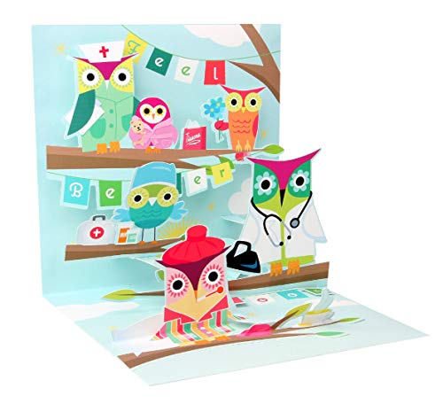 Up With Paper Get Well Owl Treasures Pop-Up Greeting Card