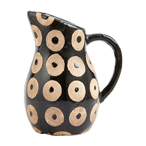 Mud Pie Black Dot Pitcher, 10" x 8"