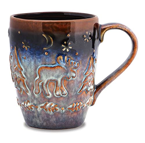 Cape Shore Cozy Coffee Tea Mug Cup - Moose Gifts for Birthday Christmas, 20 Oz - Unique Pottery