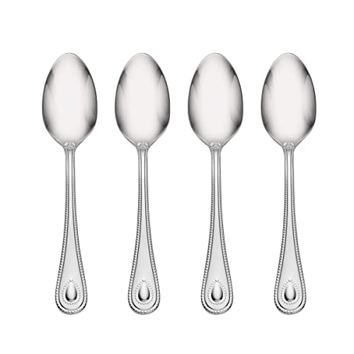 Lenox French Perle Dinner Spoons, Set of 4, 0.50, Metallic