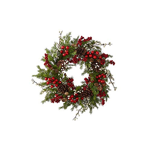 RAZ Imports 2021 Yuletide Birds 24-inch Cedar and Berry Wreath