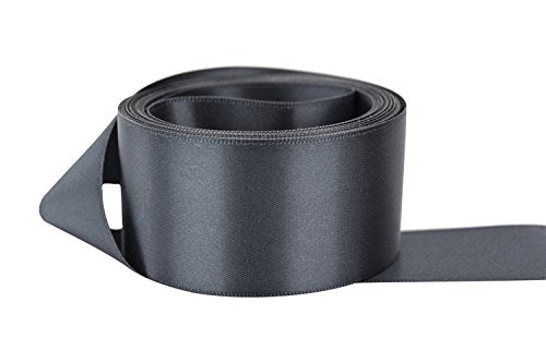 Ribbon Bazaar Double Faced Satin 1/8 inch Charcoal 50 Yards 100% Polyester Ribbon