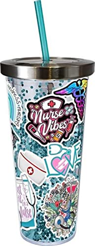 Spoontiques Nurse Sticker Art Glitter Cup, Female, Nurse&