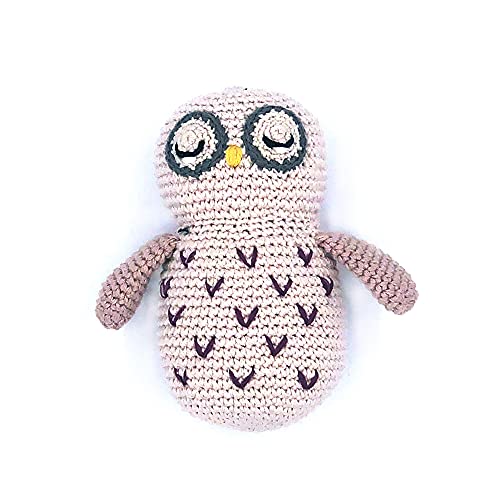 Pebble Fair Trade Handmade Crochet Organic Cotton Owl Rattle