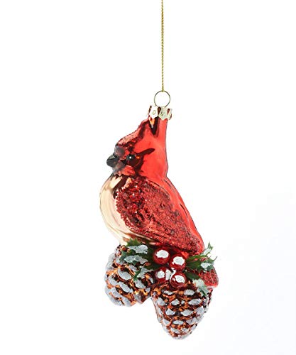 Giftcraft 665410 Glass Cardinal Ornament, 5-inch Height