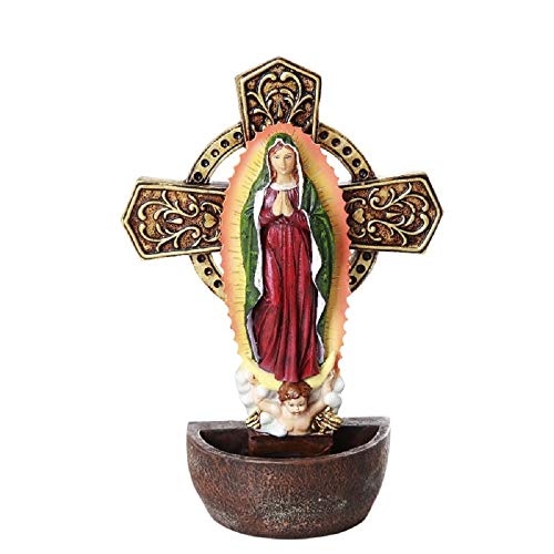 Pacific Trading DIVINITY COLLECTION Our Lady of Guadalupe Holy Water Font Religious Sacrament Wall Decor 6.75 inches