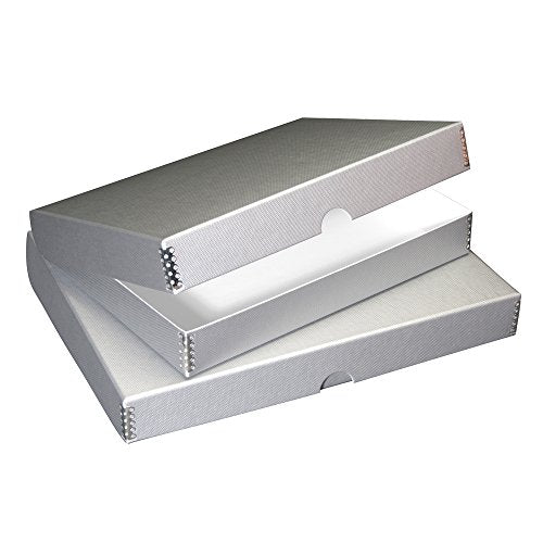 Lineco Textured Metallic Folio Storage Box, Acid-Free with Metal Edges, 9.5 X 12.5 X 1.75 inches, Silver (717-4912)