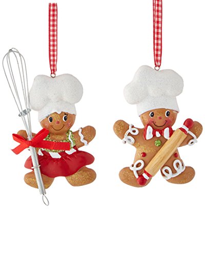Kurt Adler Adler Resin Gingerbread Boy And Girl Baker Christmas Ornaments Set of 2 Assorted