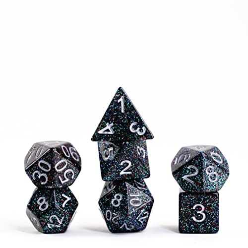 Metallic Dice Games Store FanRoll by Metallic Dice Games 16mm Resin Poly DND Dice Set: Astro Mica, Role Playing Game Dice for Dungeons and Dragons