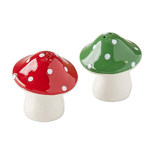 DII Design Imports DII Ceramic Salt & Pepper Shaker Set, Mushrooms