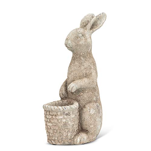 Abbott Collection  27-GARDENPATH Tall Rabbit with Basket Planter, Brown
