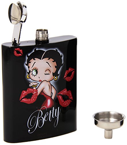 Spoontiques Betty Boop 15648 Kiss Lips Hip Flask, 7 ounces, black