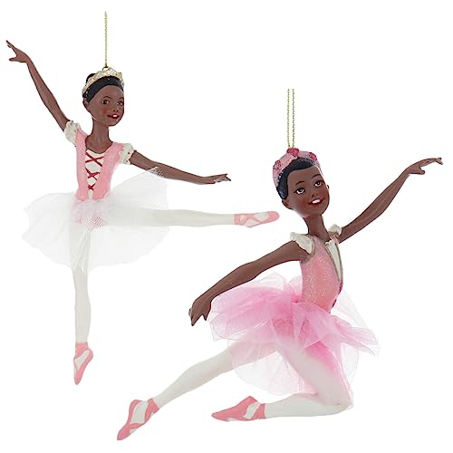 Kurt Adler Resin African American Ballerina Ornament Set Of 2