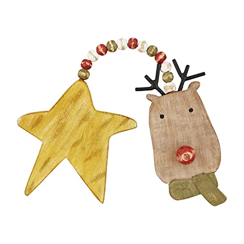 Mud Pie Christmas Double Ornament, Deer and Star, 2.25" x 18.25"
