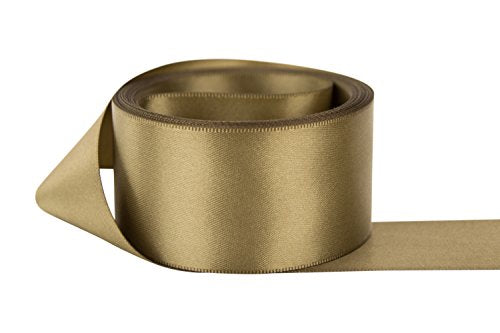 Ribbon Bazaar Double Faced Satin Ribbon - Premium Gloss Finish - 100% Polyester Ribbon for Gift Wrapping, Crafts, Scrapbooking, Hair Bow, Decorating & More - 1-1/2 inch Caf√© au Lait 50 Yards