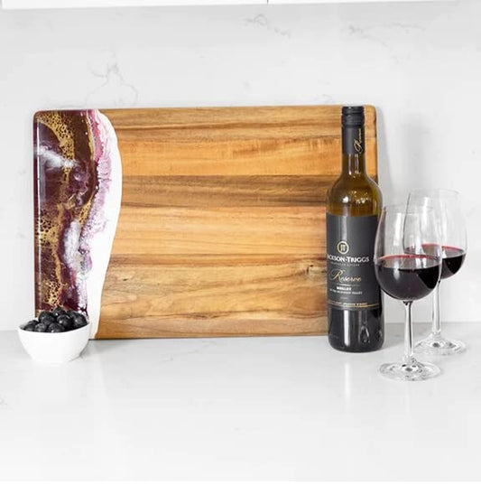 Lynn & Liana Designs Acacia Breadboard Merlot, 18-inch Length, 12-inch Width, Serveware, Kitchen