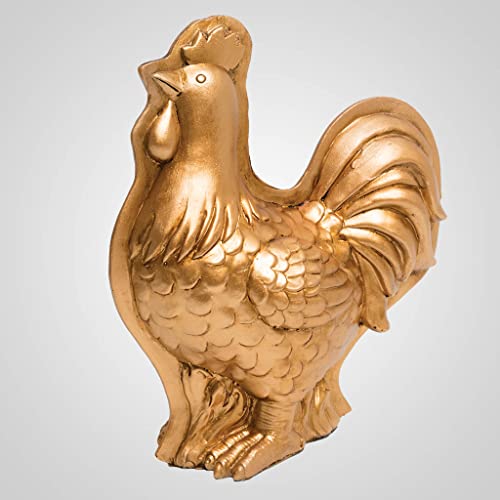 Lipco Polystone Rooster Copper-Mold Style Figurine, 7.75-inch Height, Tabletop Decoration