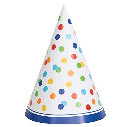 Unique Industries Rainbow Mini Polka Dot Party Hats, 8ct