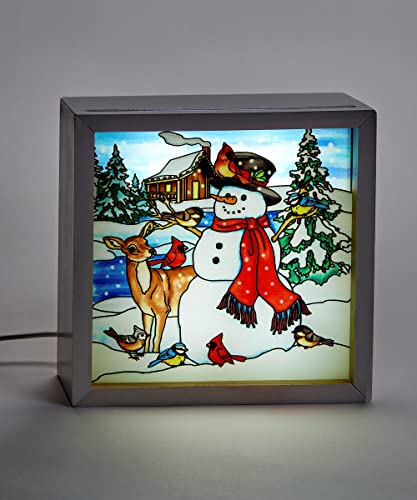 Giftcraft 684097 Christmas LED Light Box Snowman and Reindeer, 6-inch Length