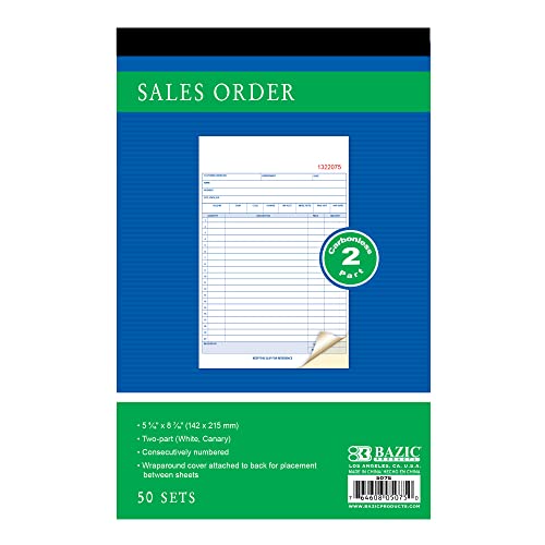 BAZIC 50 Sets 5 9/16" x 8 7/16" 2-Part Carbonless Sales Order Book, 1-Pack