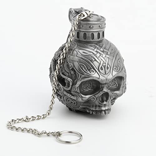 Unicorn Studio Veronese Design 4" Tall Steampunk Skull Charm on Chain Cold Cast Metal Finish Resin Sculpture