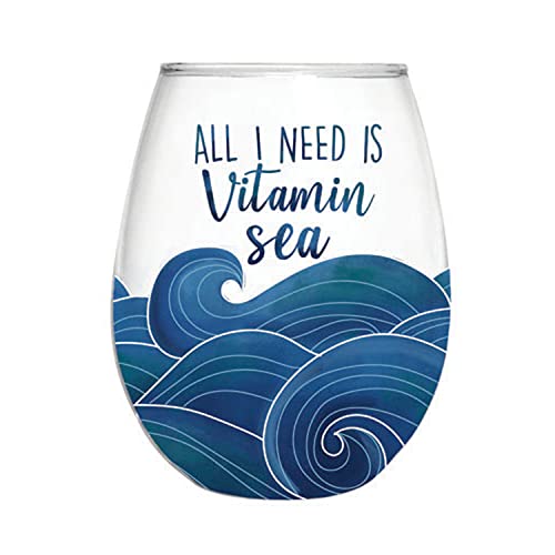 Evergreen 17 OZ Stemless Glass w/Box, All I need is Vitamin Sea